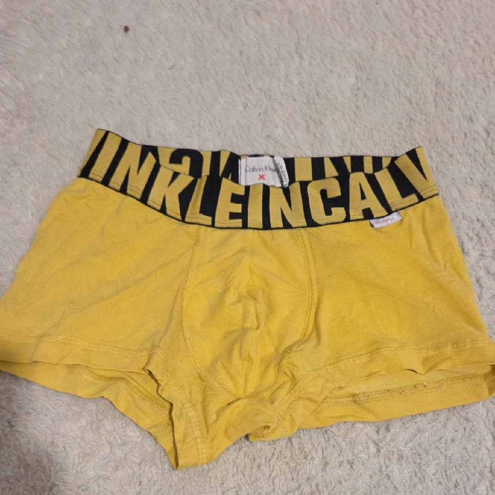 Calvin Klein Yellow Boxer Briefs with Black Waistband